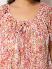 Rosa - Blusa con pinzas estilo boho de Yours Curve - Imagen 4 de 5