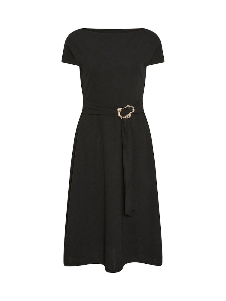 PixieGirl Petite Black Buckle Belt Midaxi Dress - Image 2 of 2