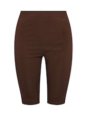 Yours Curve Brown Bengaline Pedal Pusher Shorts - Image 5 of 5