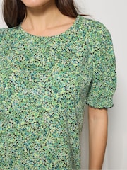 M&Co Green Ditsy Floral Puff Sleeve Top - Image 4 of 5