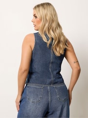 Yours Curve Blue Denim Waistcoat - Image 2 of 5