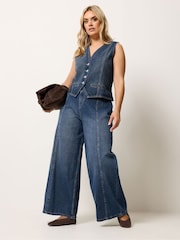Yours Curve Blue Denim Waistcoat - Image 3 of 5