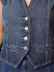 Yours Curve Blue Denim Waistcoat - Image 4 of 5