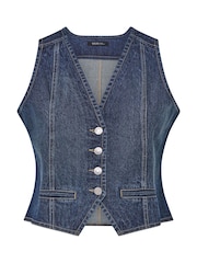 Yours Curve Blue Denim Waistcoat - Image 5 of 5
