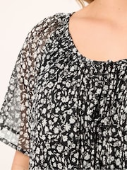 Yours Curve Blue Boho Pintuck Blouse - Image 4 of 5