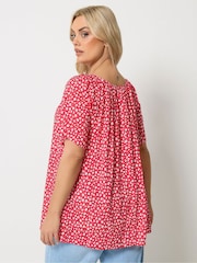 Yours Curve Red Boho Pintuck Blouse - Image 3 of 5