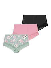 Yours Curve Pink Lace Trim Full Briefs 3 Pack - Image 5 of 8