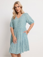 Μπλε - Μίνι φόρεμα με τιράντες Yours Curve Ditsy σε λεπτή γραμμή - Εικόνα 1 από 6