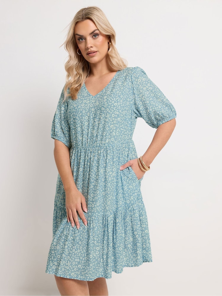 Μπλε - Μίνι φόρεμα με τιράντες Yours Curve Ditsy σε λεπτή γραμμή - Εικόνα 1 από 6