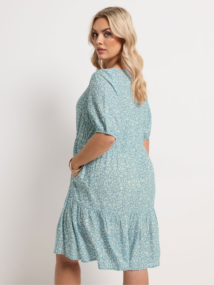 Μπλε - Μίνι φόρεμα με τιράντες Yours Curve Ditsy σε λεπτή γραμμή - Εικόνα 2 από 6