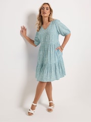 Μπλε - Μίνι φόρεμα με τιράντες Yours Curve Ditsy σε λεπτή γραμμή - Εικόνα 3 από 6