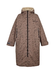 Mocha Leopard - Regatta Böyük Ölçülü Suya Davamlı Borg-Fleece Astarlı Dəyişdirici Xalat - 9şəkildən 5 şəkil