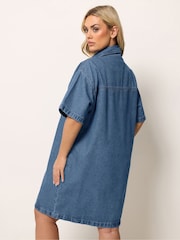 Yours Curve Blue Denim Shirt Dress - Image 3 of 5
