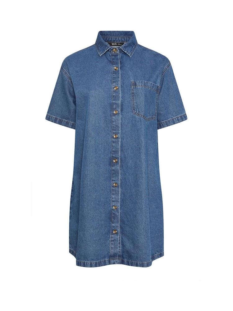 Yours Curve Blue Denim Shirt Dress - Image 5 of 5