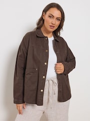 Yours Curve Brown Denim Shacket - Image 1 of 5