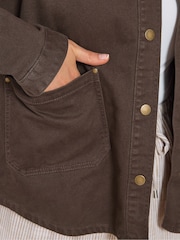 Yours Curve Brown Denim Shacket - Image 4 of 5