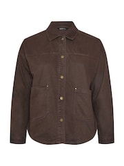 Yours Curve Brown Denim Shacket - Image 5 of 5