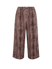 Yours Curve Brown Leopard Print Skinny Waist Wide Leg Trousers - Image 5 of 5