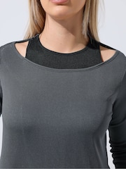 Yours Curve Grey Limited 2-In-1 Ribbed Top - Image 5 of 6