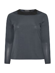 Yours Curve Grey Limited 2-In-1 Ribbed Top - Image 6 of 6