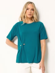 Long Tall Sally Blue Metal Detail Oversized T-Shirt - Image 1 of 5