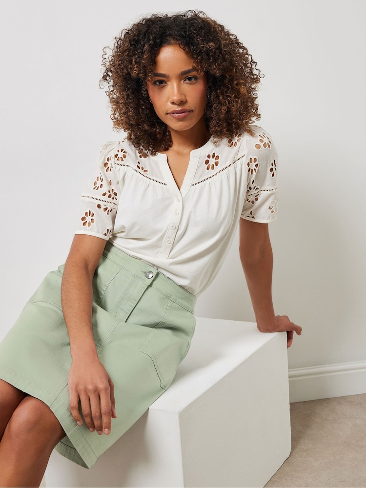 M&Co Green Midi Denim Skirt - Image 6 of 6