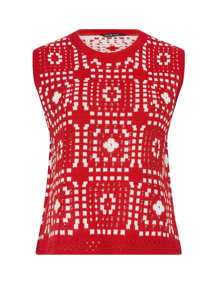 Yours Curve Red Limited Crochet Vest - Image 5 of 5 Yours Curve Red Limited Crochet Vest - Image 5 of 5