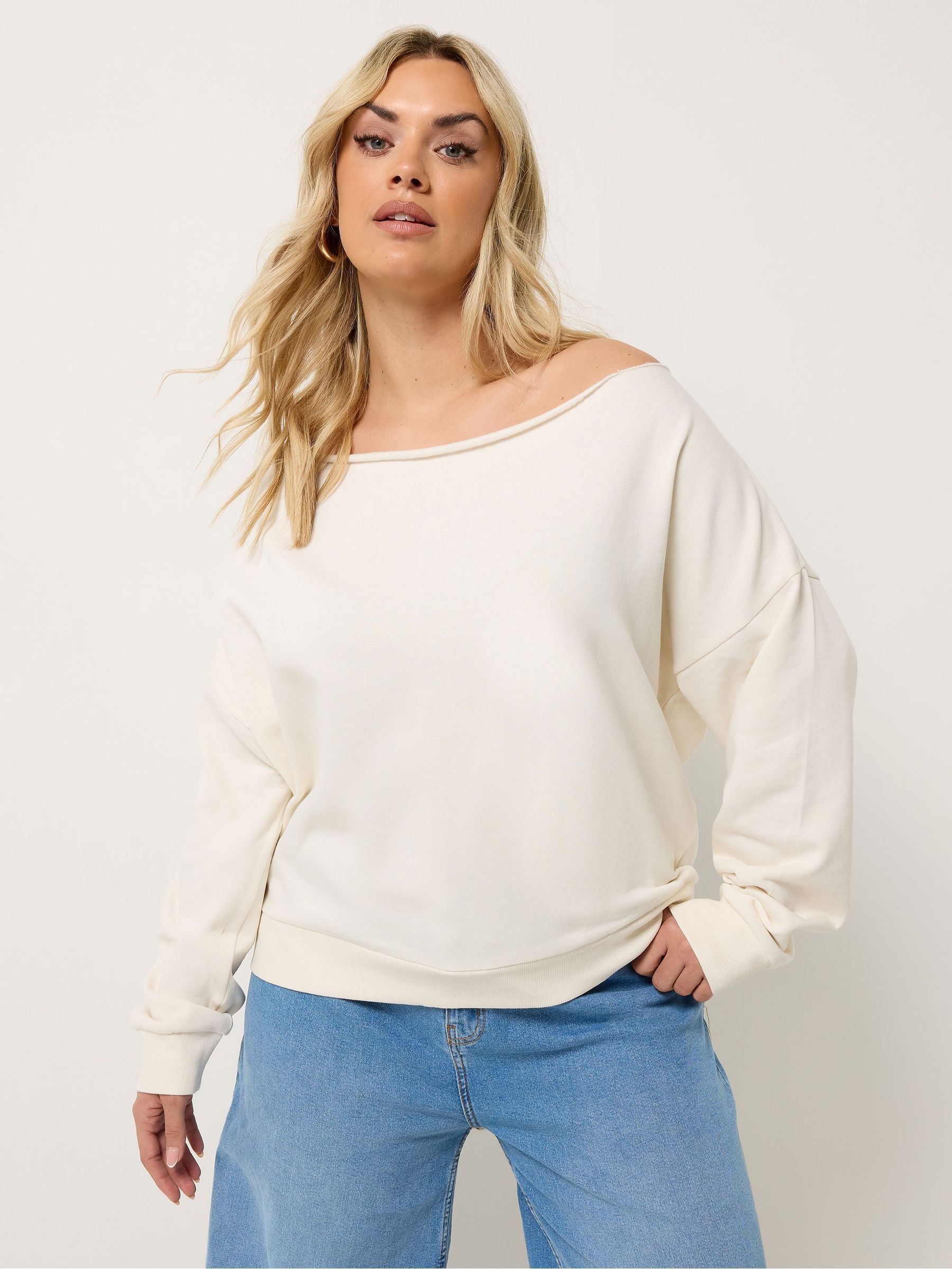 Buy Yours Curve Natural Off The Shoulder Sweat Top from the Next Buy Yours Curve Natural Off The Shoulder Sweat Top from the Next