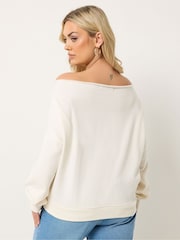 Yours Curve Natural Off The Shoulder Sweat Top - Image 3 of 5
