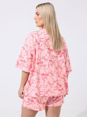 Yours Curve Pink Limited Bow Pyjamas Set - Image 3 of 5
