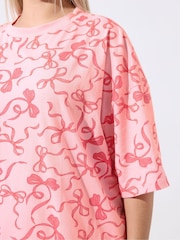 Yours Curve Pink Limited Bow Pyjamas Set - Image 4 of 5