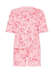 Yours Curve Pink Limited Bow Pyjamas Set - Image 5 of 5