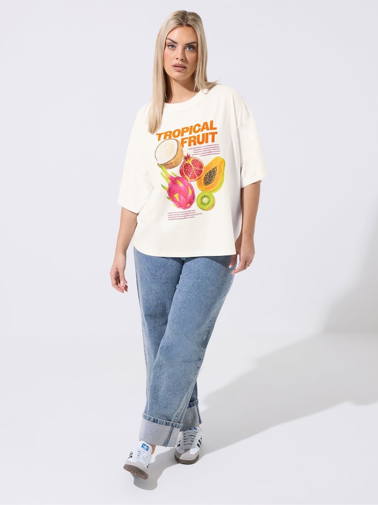 Yours Curve Limited Tropical Fruit Graphic تيشرت - Image 2 of 5