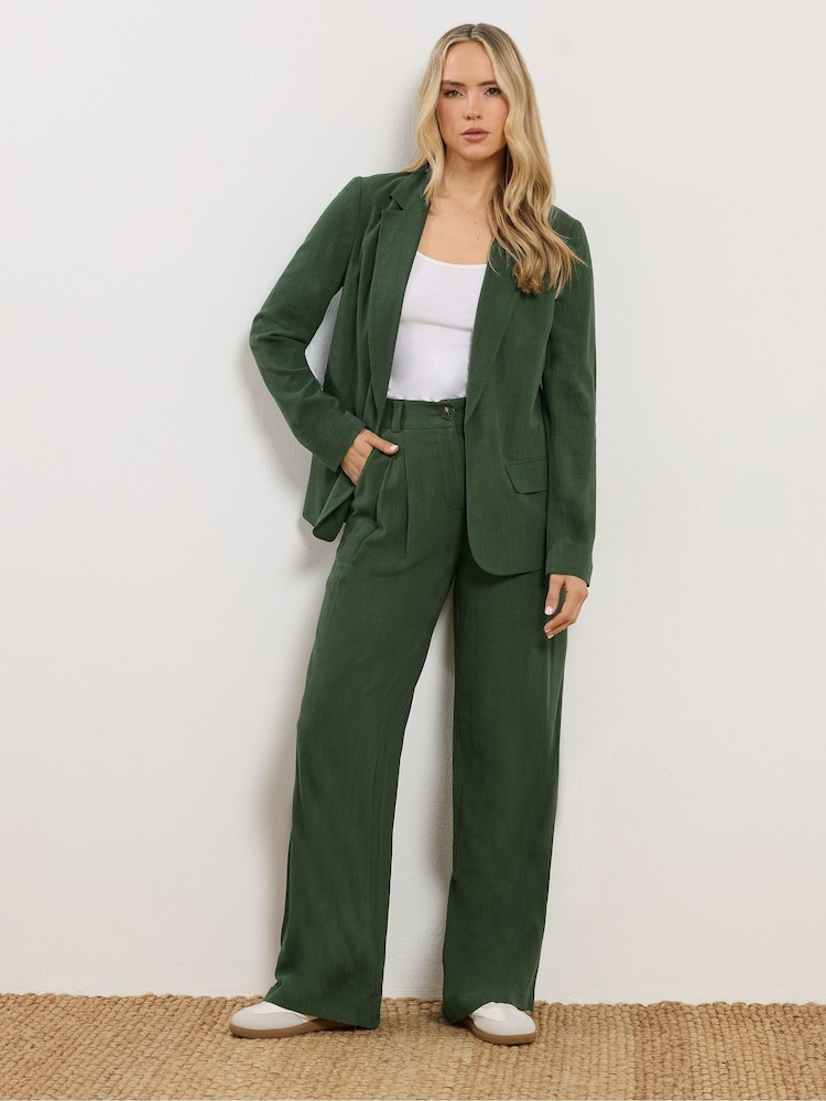 Long Tall Sally Green Linen Blend Blazer - Image 2 of 5