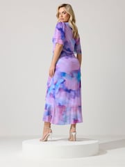 وردي - Yours Curve London Mesh Wrap Ruffle Dress - Image 3 of 5