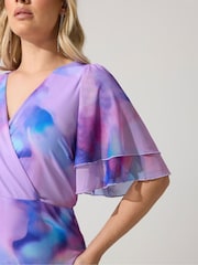 وردي - Yours Curve London Mesh Wrap Ruffle Dress - Image 4 of 5