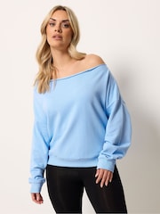 Yours Curve Blue Off The Shoulder Sweat Top - Image 1 of 5