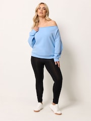 Yours Curve Blue Off The Shoulder Sweat Top - Image 2 of 5