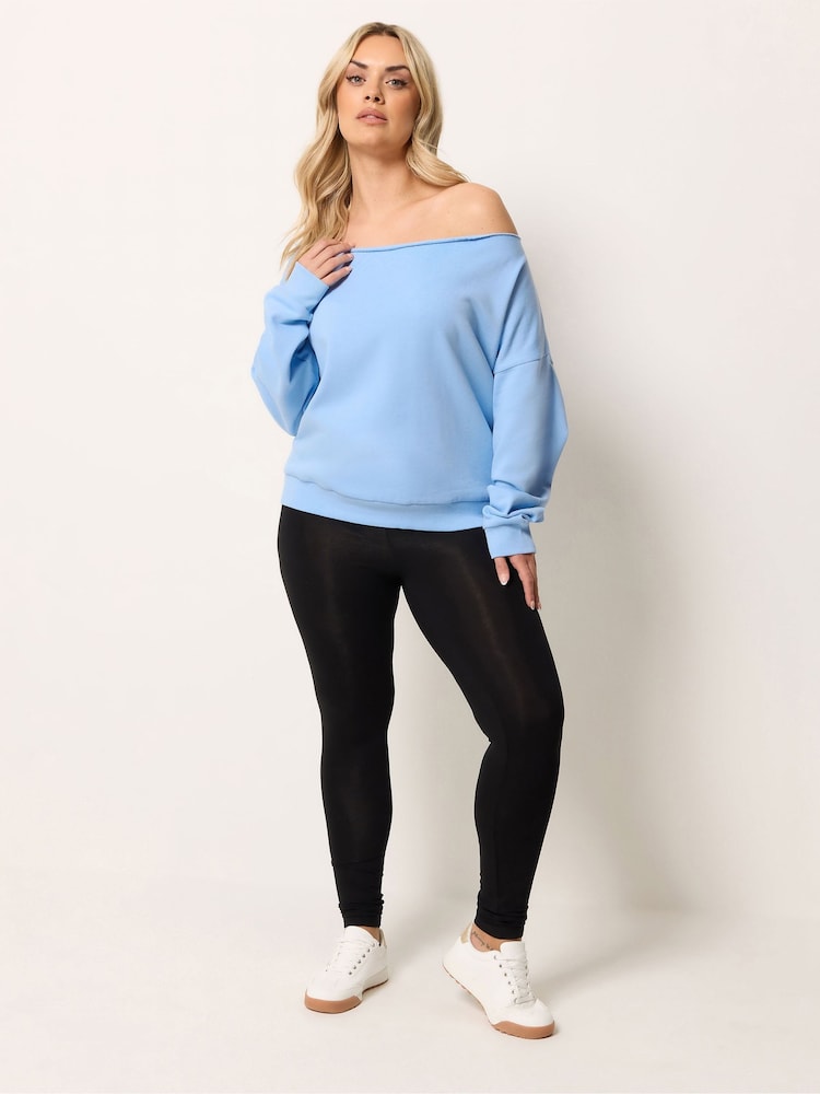 Yours Curve Blue Off The Shoulder Sweat Top - Image 2 of 5
