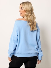 Yours Curve Blue Off The Shoulder Sweat Top - Image 3 of 5