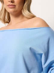 Yours Curve Blue Off The Shoulder Sweat Top - Image 4 of 5