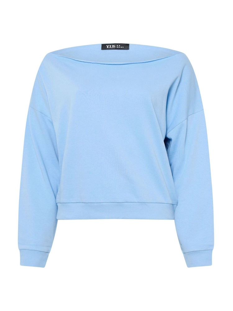 Yours Curve Blue Off The Shoulder Sweat Top - Image 5 of 5
