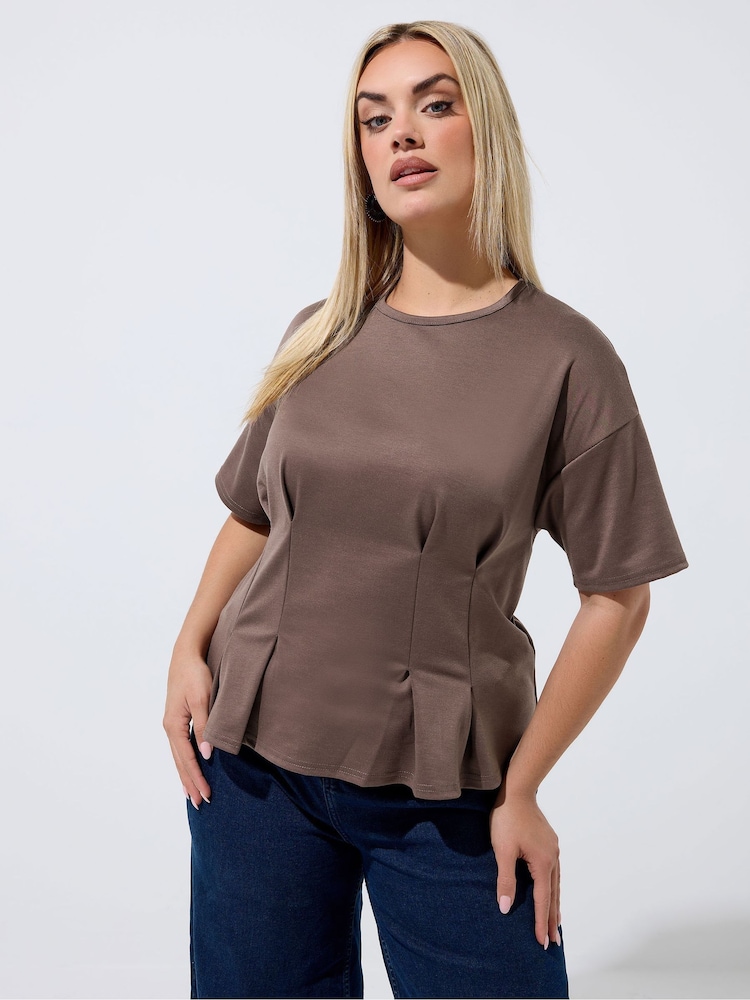 Yours Curve Brown Limited Seam Detail Top - Image 1 of 6 Yours Curve Brown Limited Seam Detail Top - Image 1 of 6