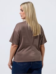 Yours Curve Brown Limited Seam Detail Top - Image 4 of 6