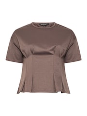 Yours Curve Brown Limited Seam Detail Top - Image 6 of 6