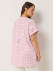 Yours Curve Pink Overhead Half Placket Shirt - Image 3 of 5
