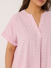 Yours Curve Pink Overhead Half Placket Shirt - Image 4 of 5
