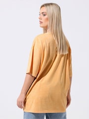 Yours Curve Orange Limited Longline Sun Drenched Acid Wash T-Shirt - Image 3 of 5