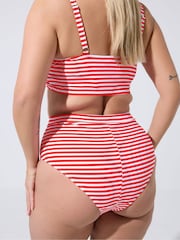 Yours Curve Red Limited Stripe Bikini Bottoms - Image 3 of 6