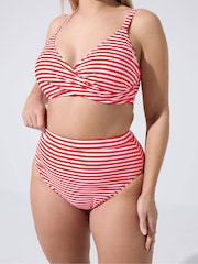 Yours Curve Red Limited Stripe Bikini Bottoms - Image 4 of 6